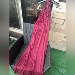 David's Bridal Wine Lace Gown NWT